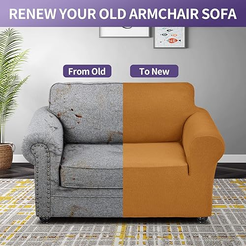 Miniatura 6 de Joccun - Funda elástica para sofá de 1 pieza, funda de sofá de tela jacquard de elastano con parte inferior elástica, protector de muebles lavable