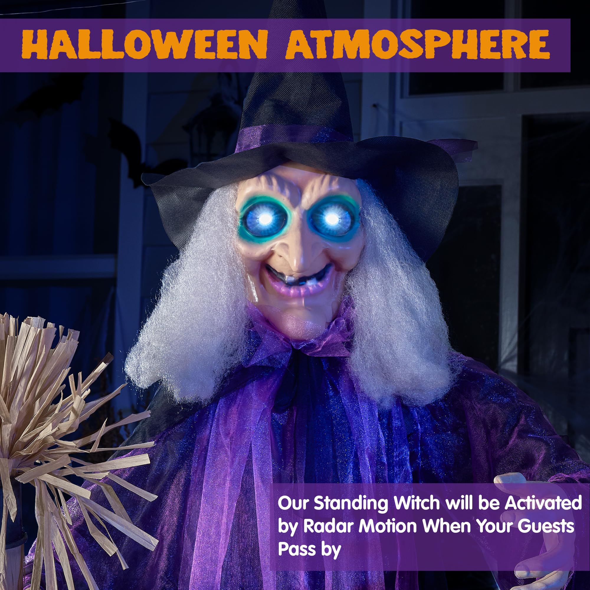 JOYIN animierter Halloween-Decoration mit LED-Augen und Geräuschen, gruselige Dekoration für Außengebiet oder Spukhaus