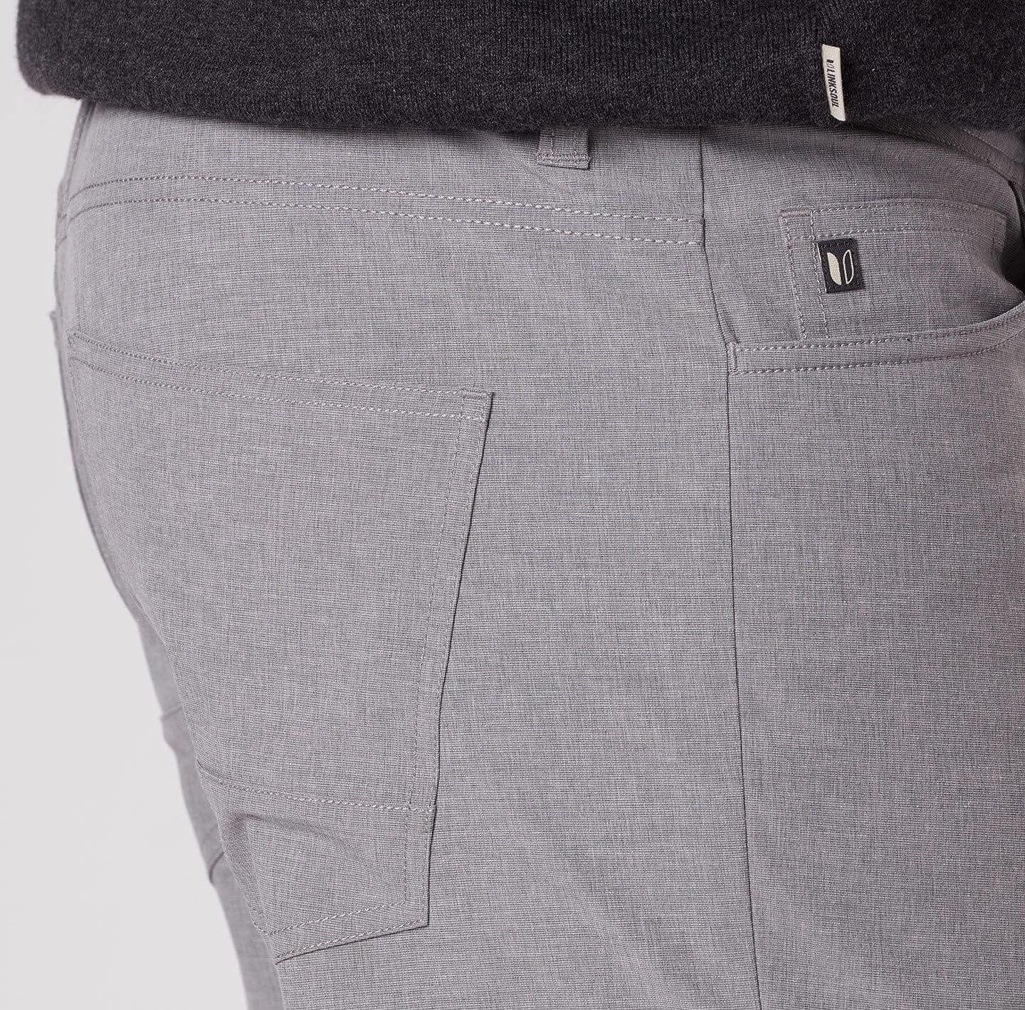 Linksoul 5 Pocket Boardwalker Pants Lightweight Straight Leg Fit Comfort Stretch - Everyday Golf Wear for Men (Grey)