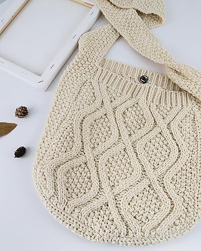 Miniatura 6 de ENBEI Bolsos de hombro para mujer, bolsos de ganchillo, bolso de compras de hombro, bolso de mano estético de lona bolso de mano lindo