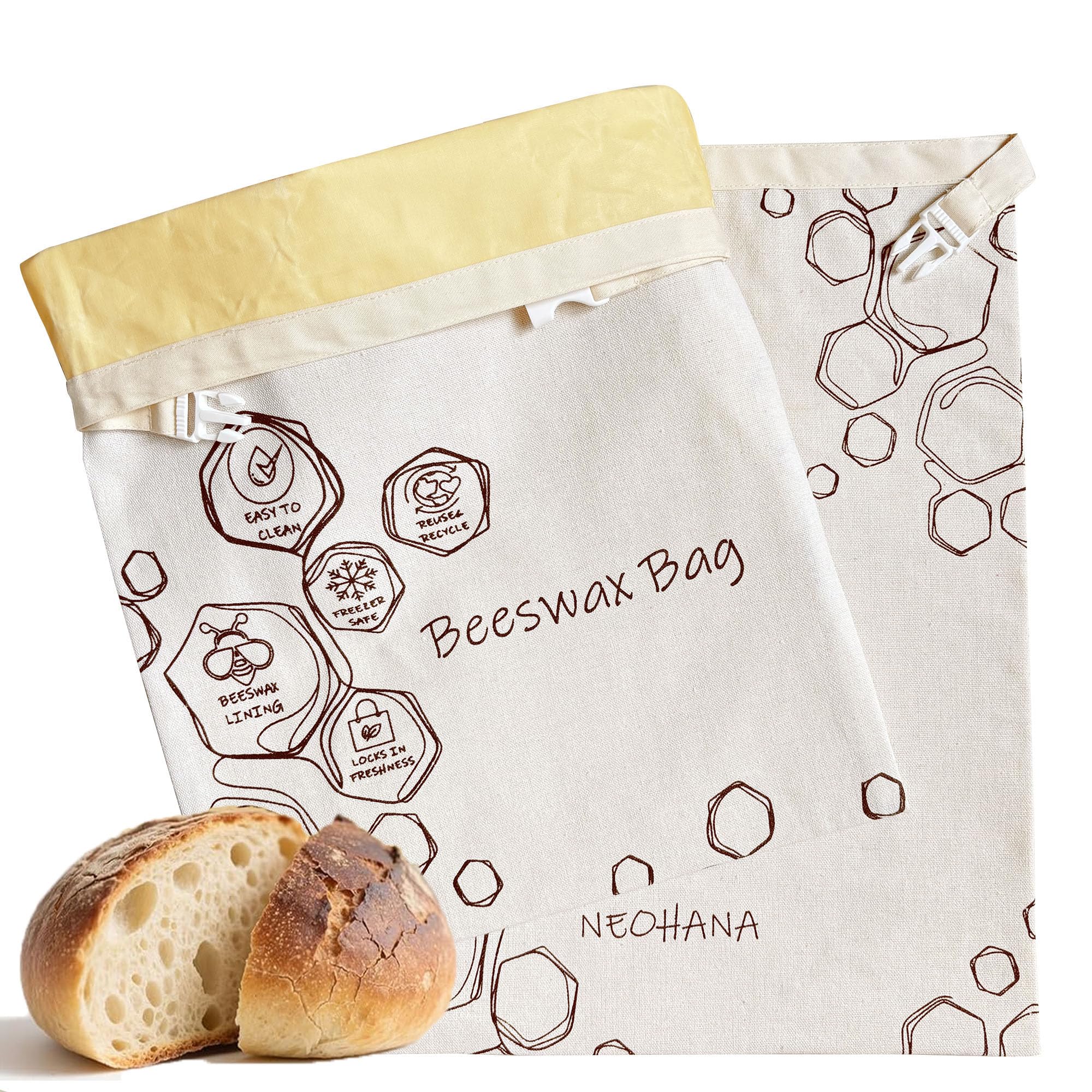 Amazon.com: NEOHANA 2 Pack Beeswax Bread Bags for Sourdough,Bread