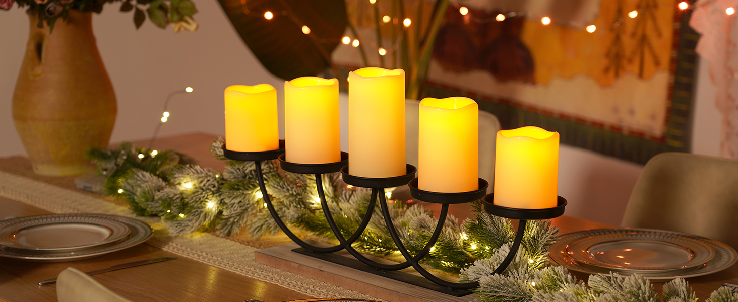 Image of Homemory 3 Pack Flameless Candles, Outdoor Waterproof, Battery Operated LED Pillar Candles with Remote Control and Timer, Plastic, Long Lasting,4 inch5 inch6 inch