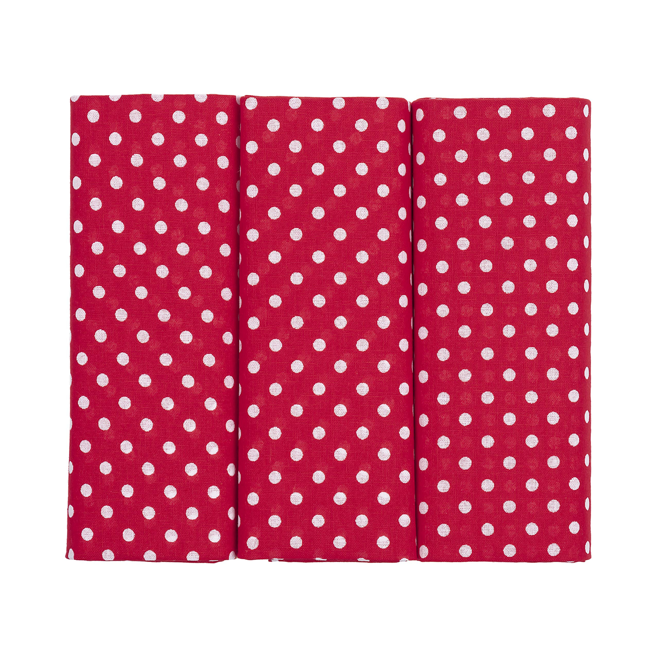 Mandittions Men's All Red Box Of 3 Spotted Cotton Handkerchiefs Extra Large Size 3 X Red With White Spots (All Red)