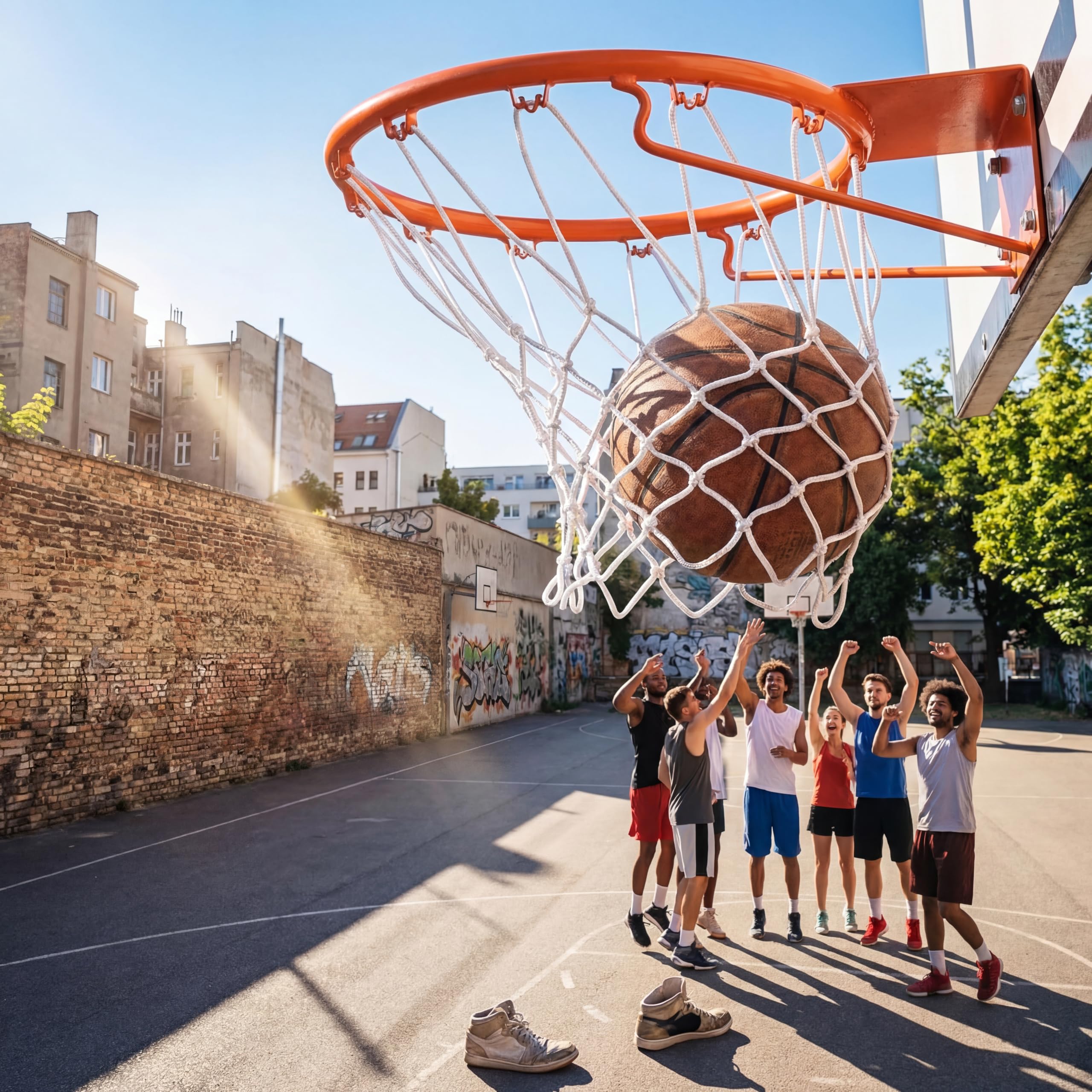Syhood - Rete da basket di ricambio per tutte le condizioni atmosferiche, adatta a canestri standard per interni ed esterni, 12 passanti