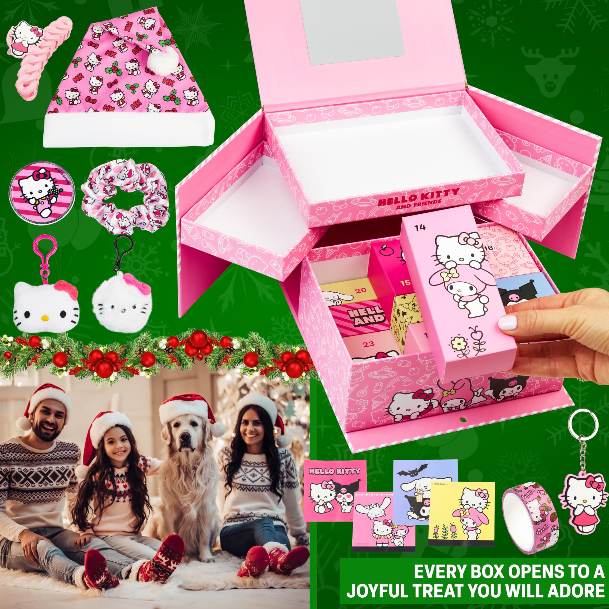 Get Trend Hello Kitty Sanrio Advent Calendar 2025 Girls Teens Gift Box Kawaii Accessories Socks Stationery Jewellery Anime Christmas Countdown Women Fans (Pink Hello Kitty) - Image 2