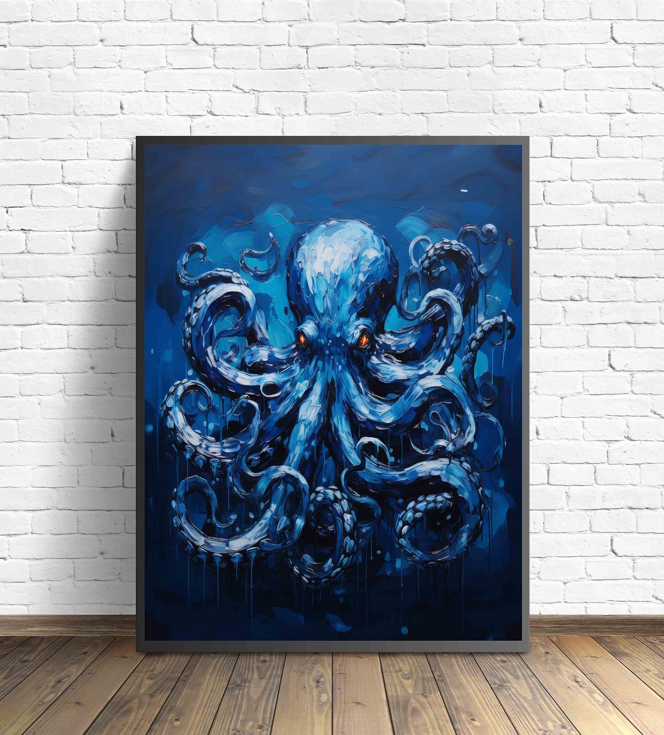 古塔つみ over print POP ART canvas blue ED11 Amazon.com: Blue Octopus Art Print, Animal Painting Wall Art