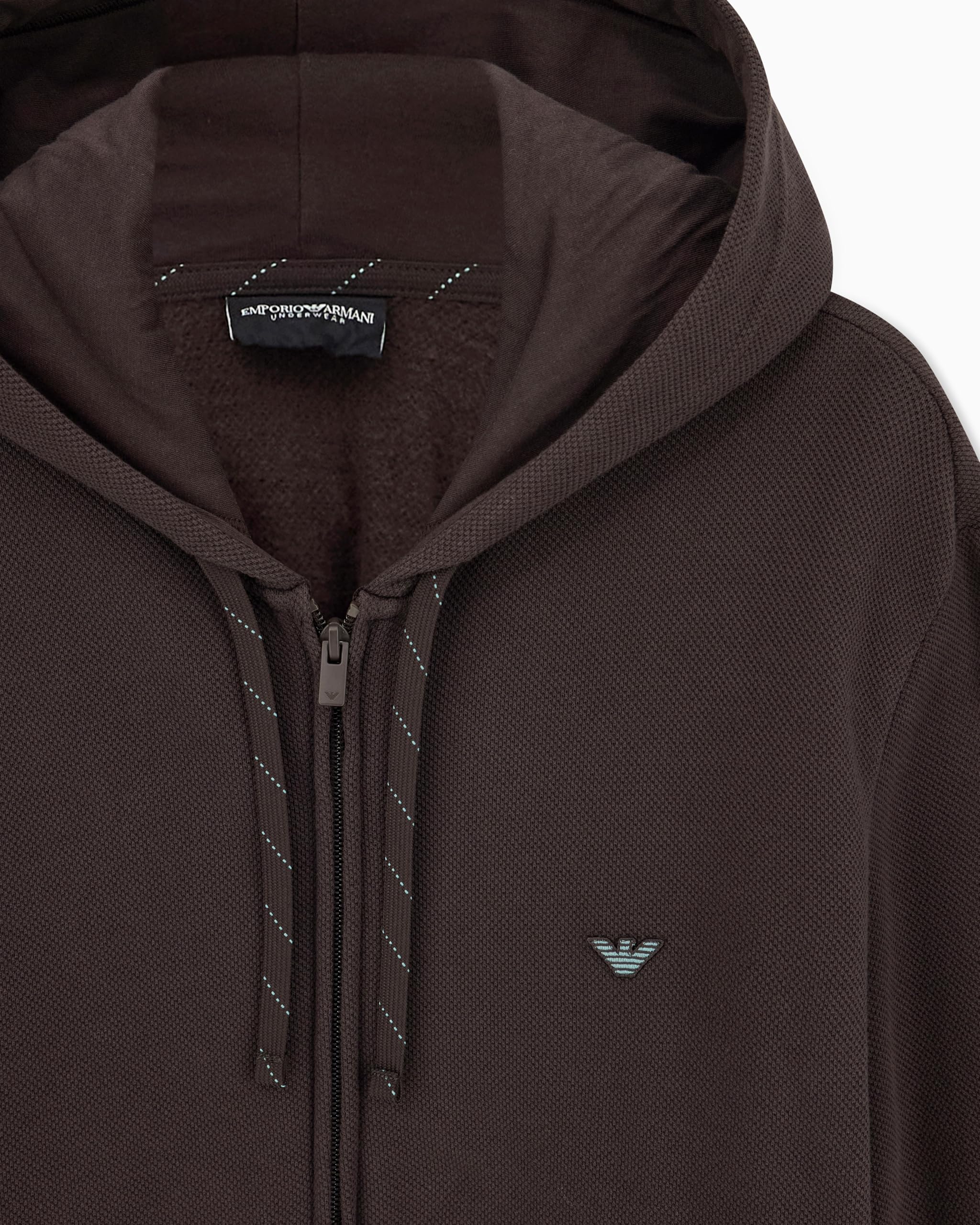 Emporio Armani Piquet Hoodie Sweatshirt Felpa con Cappuccio Uomo (Pacco da 1)