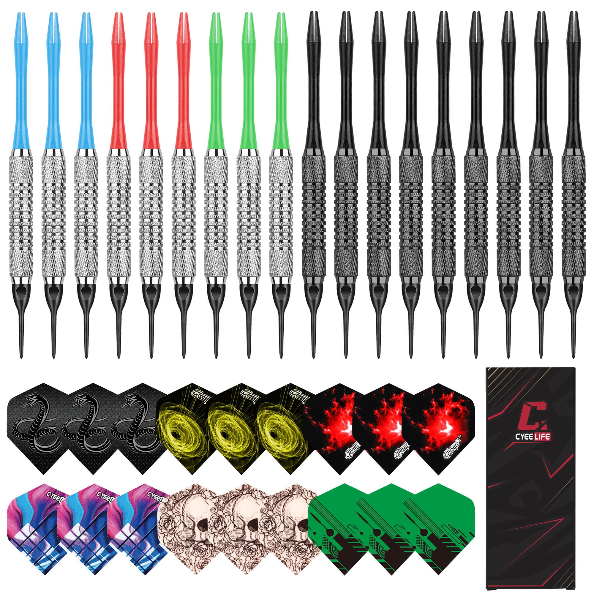 CyeeLife Lot de 18 fléchettes Souples avec Pointe en Plastique pour Cible de fléchettes électroniques, fléchettes Souples Professionnelles
