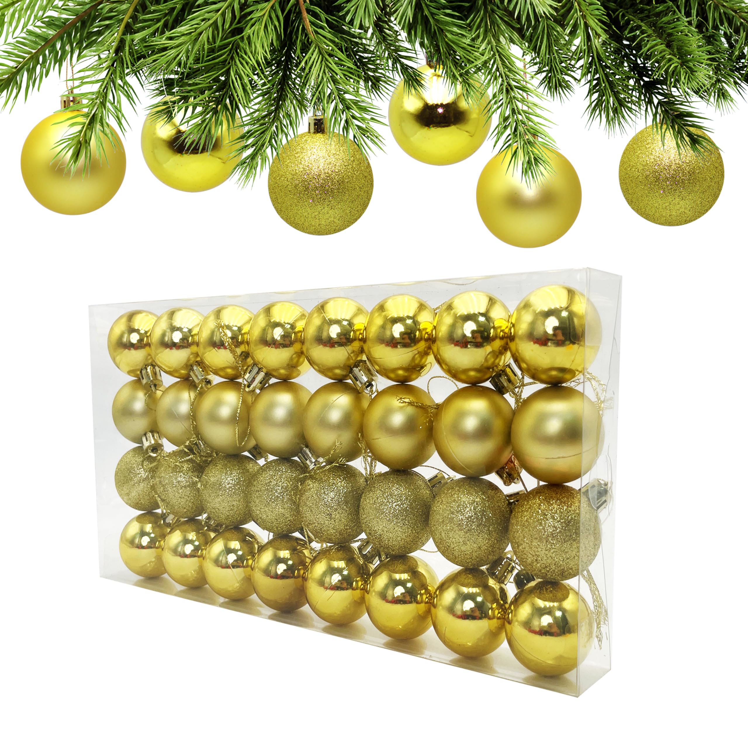 COM-FOUR 30 Palline Di Natale 7 Cm: Decorazioni Infrangibili Per Albero, Oro Opaco E Lucido, In Plastica - 2