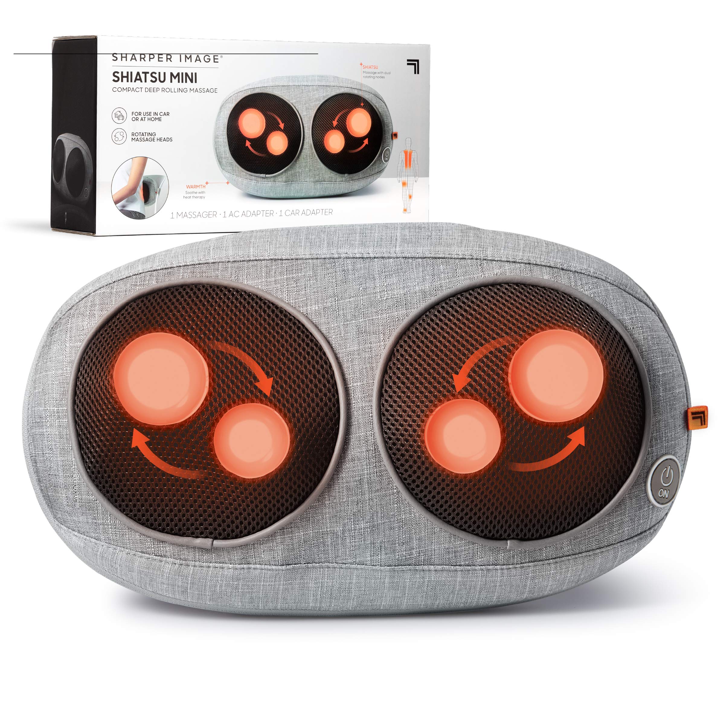 SHARPER IMAGE - Massaggiatore compatto Shiatsu - Massaggio schiena per collo e spalle - Rilassamento - Riscaldamento - Selfcare - Massaggiatore elettrico - Massaggiatore schiena e cervicale