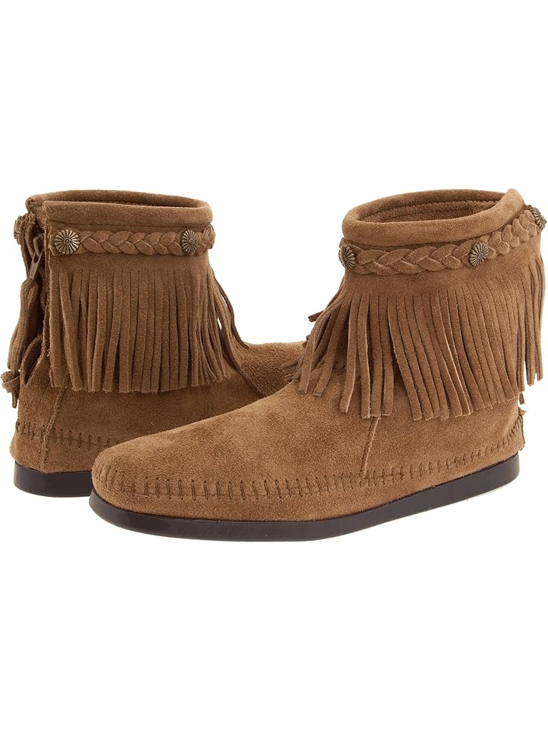 Taupe Minnetonka Hi-Top Back Zip Boot