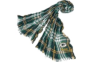 Little Earth NFL Green Bay Scarf Crinkled Green and Yellow Plaid
