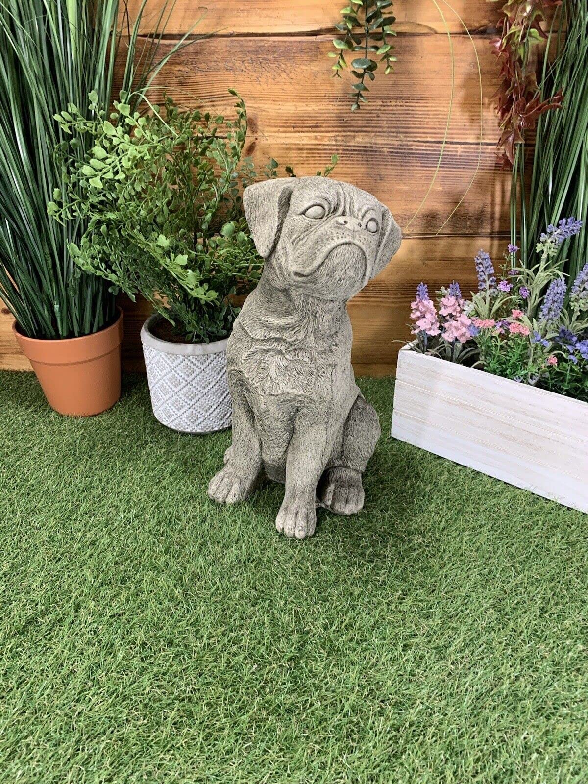 J and L Stone Ornaments STONE GARDEN LARGE DETAILED BOXER DOG GIFT STATUE ORNAMENT
