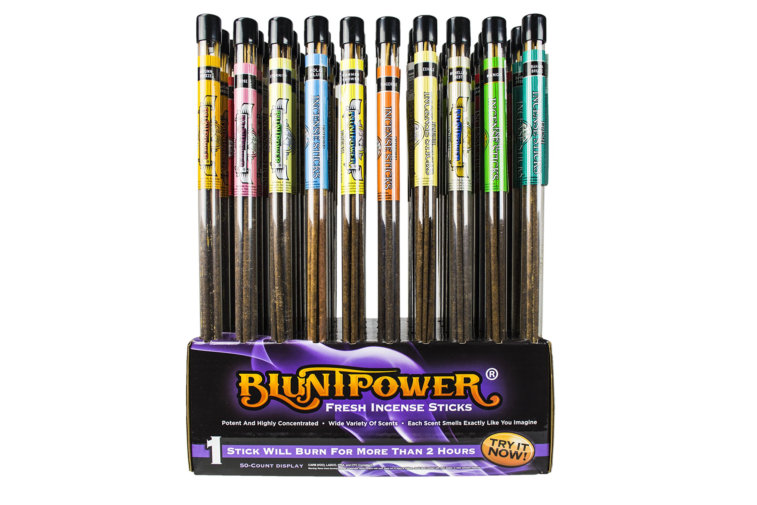 BluntPower Air Freshener Fresh Incense Sticks Assorted Scents (6ct Pack of 10) - Bulk Packing, No Cardboard Display