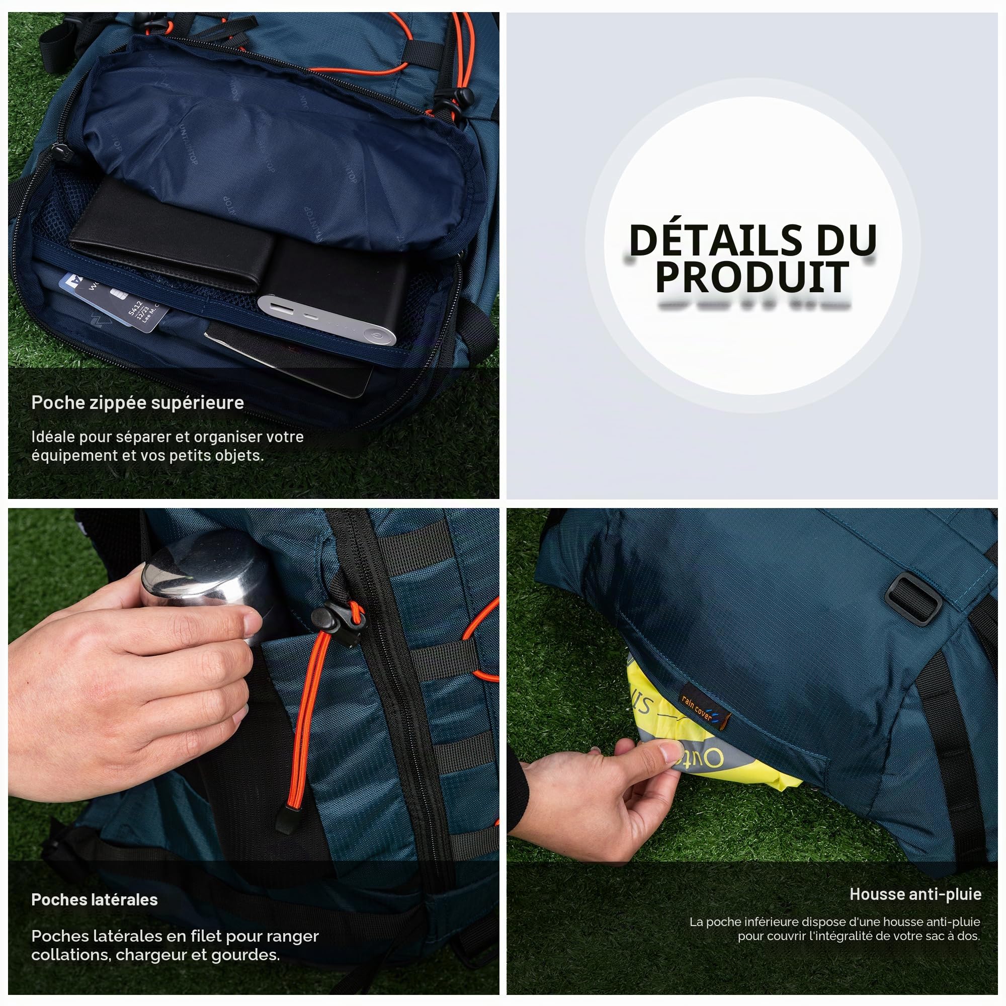 MOUNTAINTOP 35L Wanderrucksack Trekkingrucksack Outdoor Rucksack mit Regenhülle 55x30x18cm