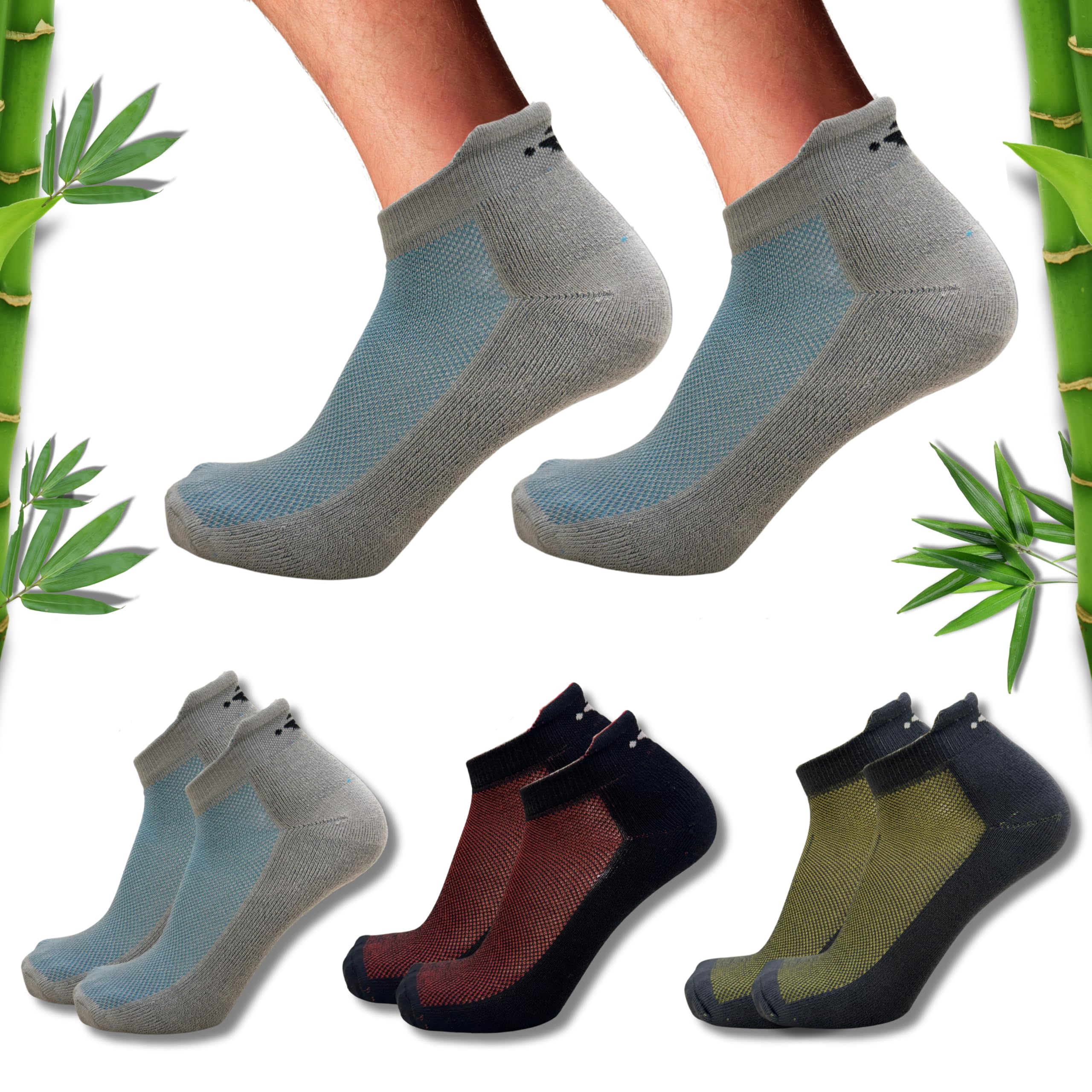 Bamboo Socks - 80% Bamboo, Breathable, Moisture-Wicking, Anti-Odor, Diabetic & Neuropathy Support, Gentle Compression, Copper Nano Tech, Everyday Comfort - 3-Pack (Lt Grey/Black/Anthra Mel)