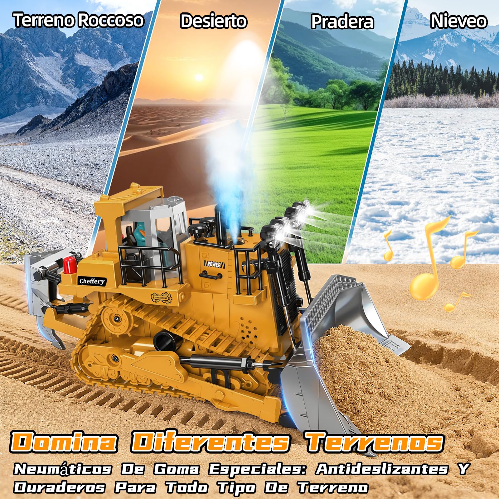 Bulldozer Teledirigido, 11 Canales Juguete de Bulldozer Teledirigido, 2.4 GHz Bulldozers RC con Luces y Efectos de Sonido, 1:20 Juguete Bulldozers de Regalo para Niños y Niñas de 4 a 12 Años