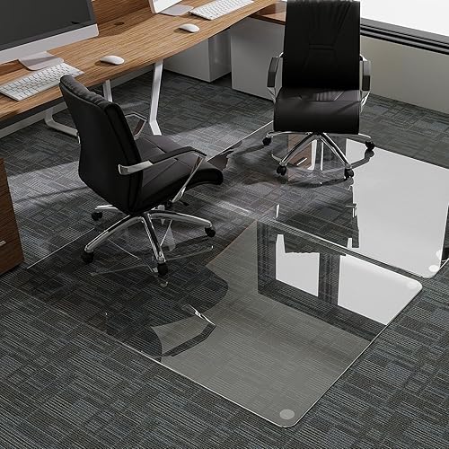Miniatura 7 de GLSLAND Tapete de vidrio templado de 47 x 32 pulgadas para silla, protector de suelo resistente para alfombras y suelos duros, resistente a los