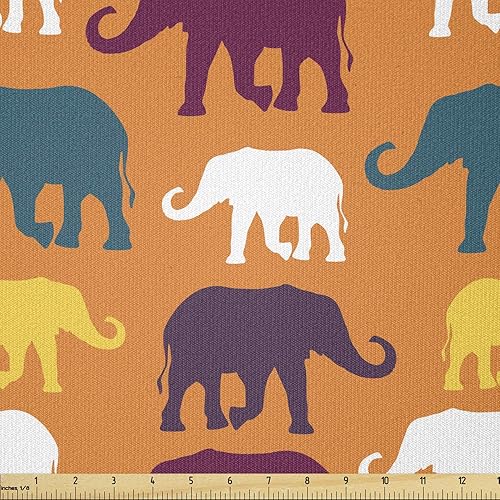 Miniatura 102 de Lunarable - Tela japonesa por yarda, Geishas con paraguas de papel y abanico en un fondo en escala de grises, tela decorativa para tapicería y Beige