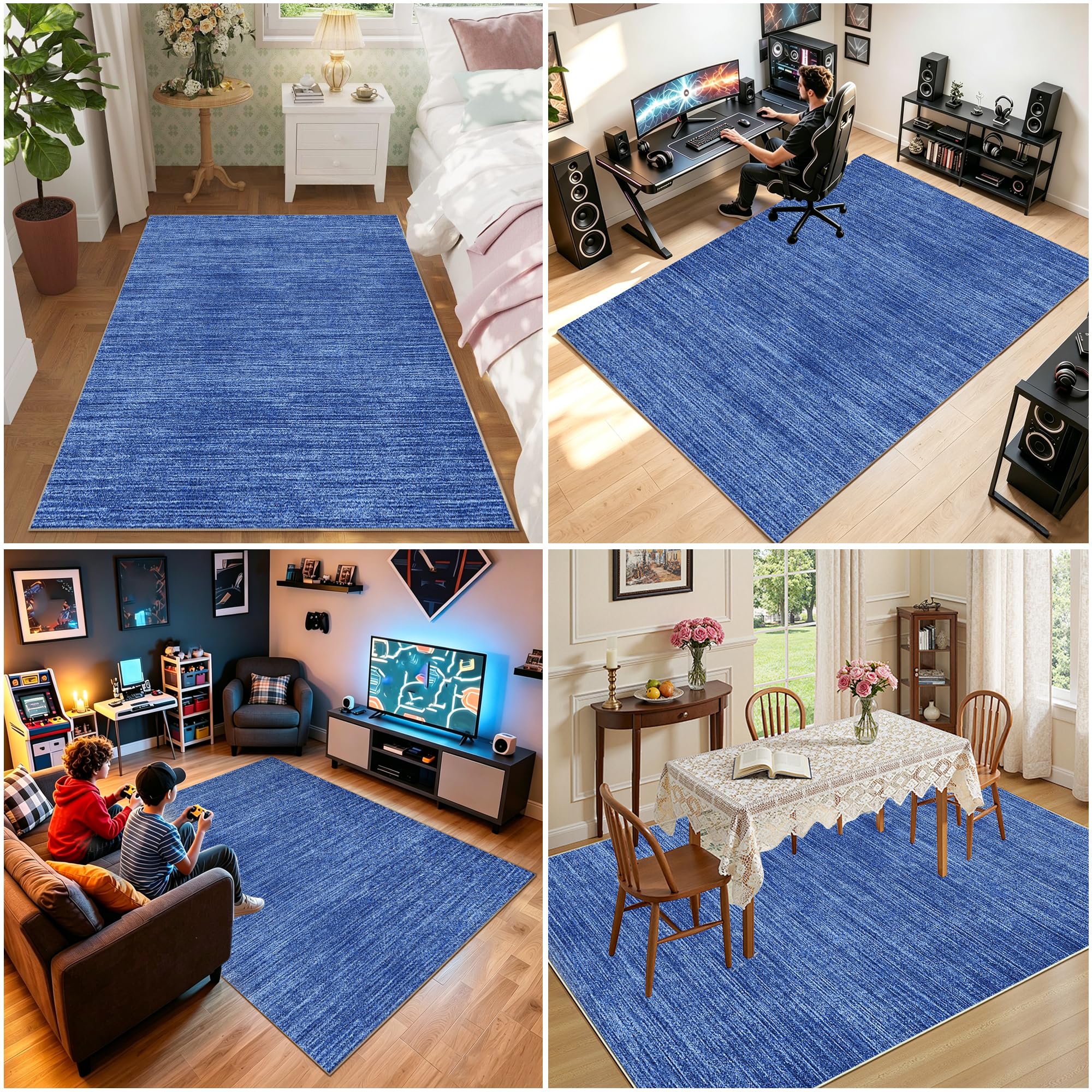 Tapis Chaise de Bureau, Tapis de Chaise Gaming 200 x 280 cm Bleu