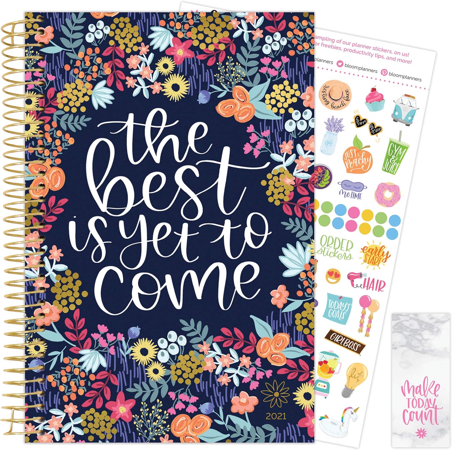 bloom daily planners 2021 Calendar Year Day Planner (January 2021 - December 2021) - 6” x 8.25” - Weekly/Monthly Agenda Organizer Book with Stickers & Bookmark - Best is Yet to Come