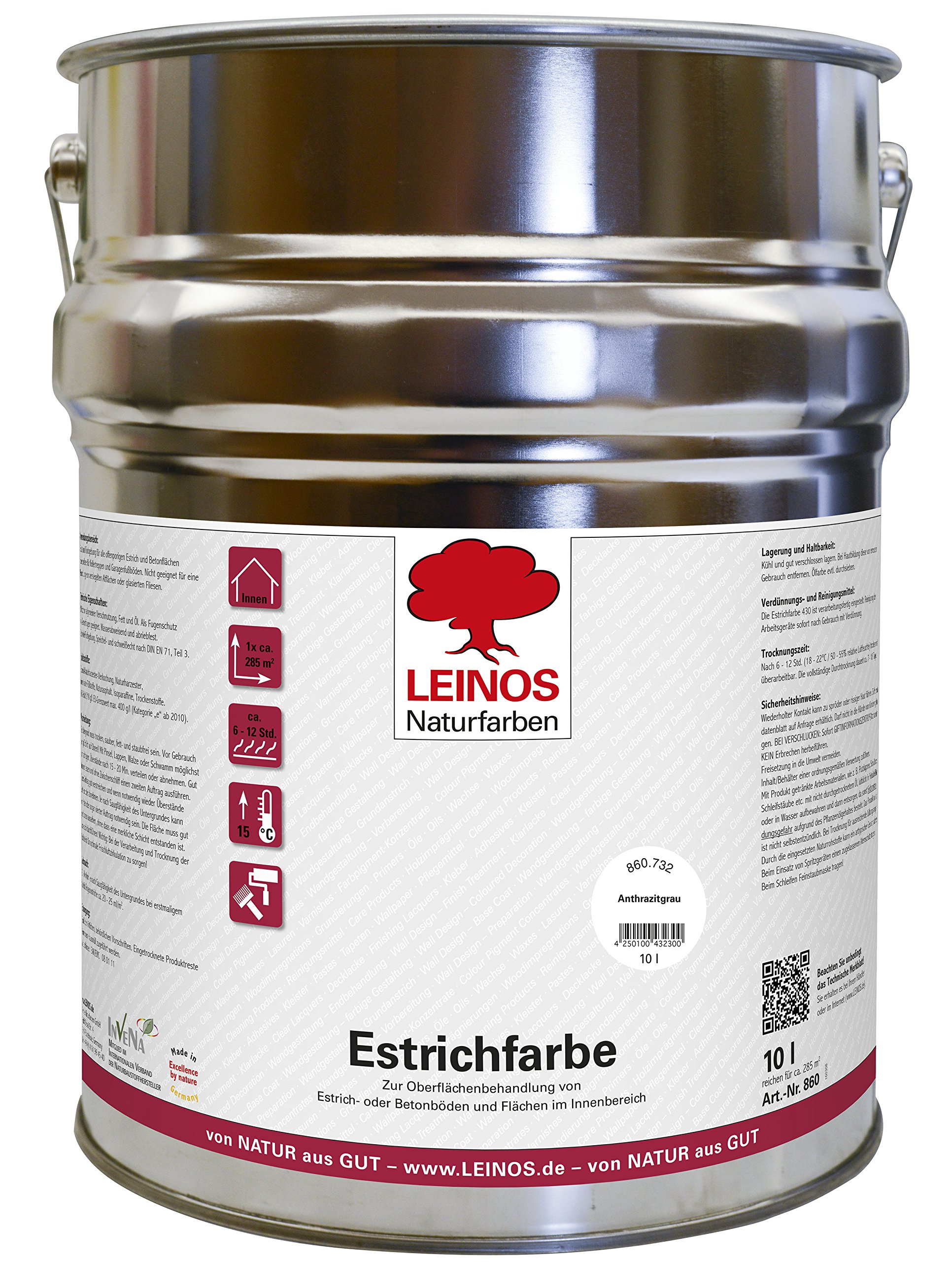 Leinos Peinture pour chape - Gris anthracite - 10 l.