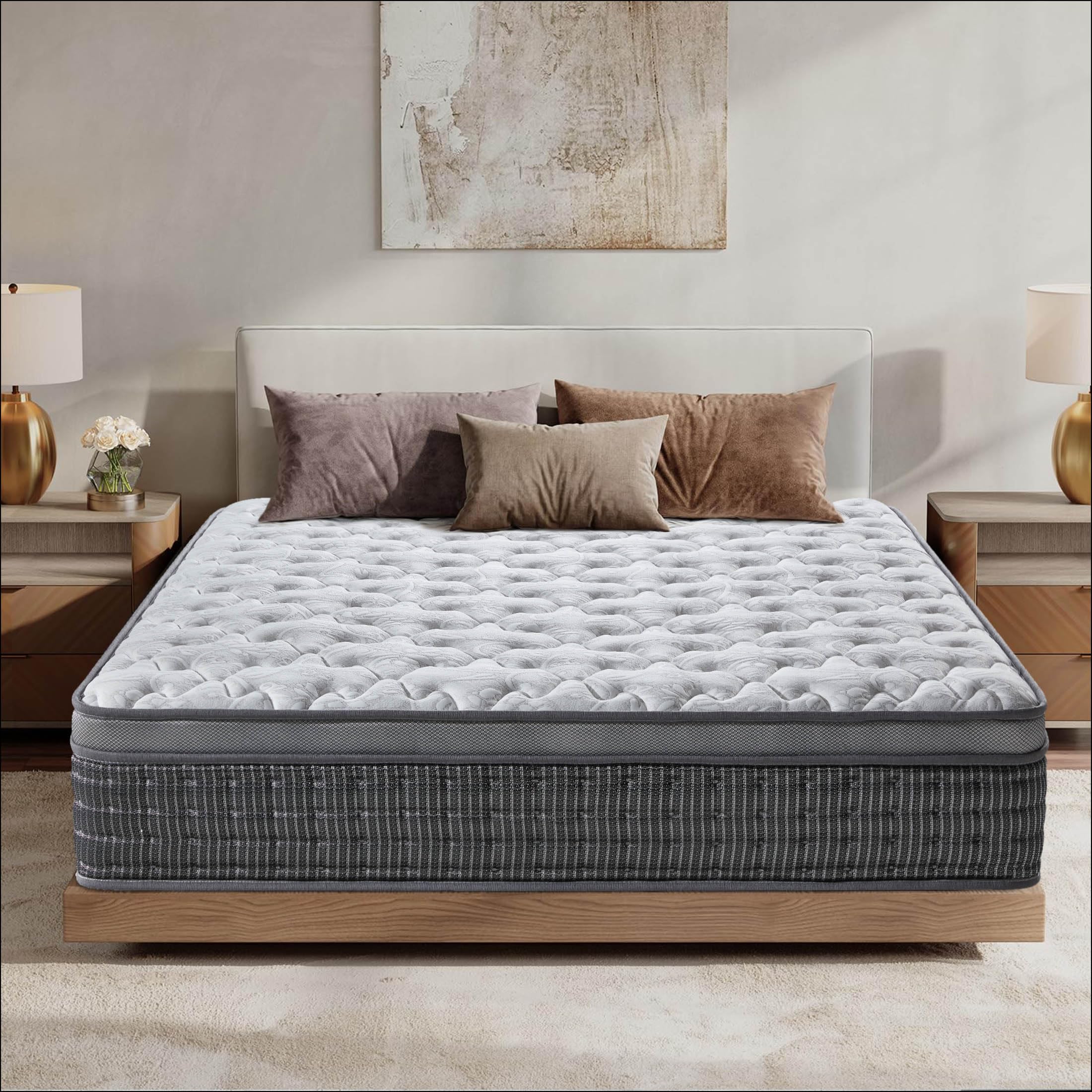 YIDATONG 5FT King Mattress, 11 Inch Memory Foam Sprung Hybrid Mattress for Pressure Relief & Edge Support, 7-Zone Support Orthopedic Matress Medium Firm with Skin-Friendly Fabric 150x200x28cm