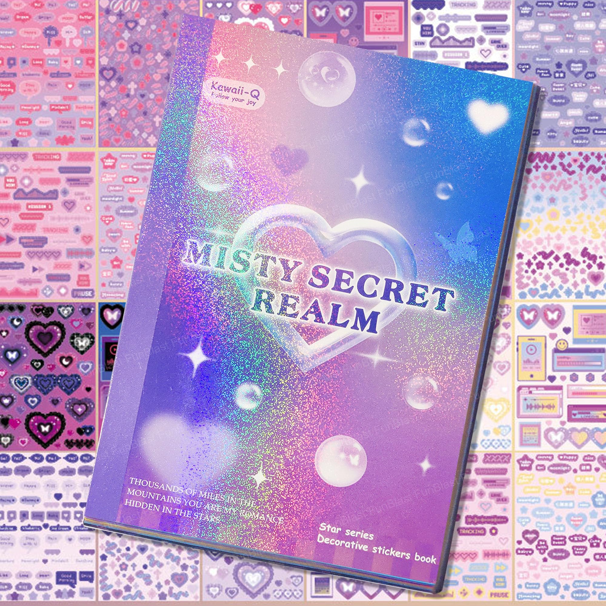 FunBlast Kawaii Stickers Book – 50 Sheets/1200+ Stickers, Misty Secret Realm Japanese Style Decorative Sticker, Self-Adhesive Kawaii Sticker, Cute Sticker for Girls (D)