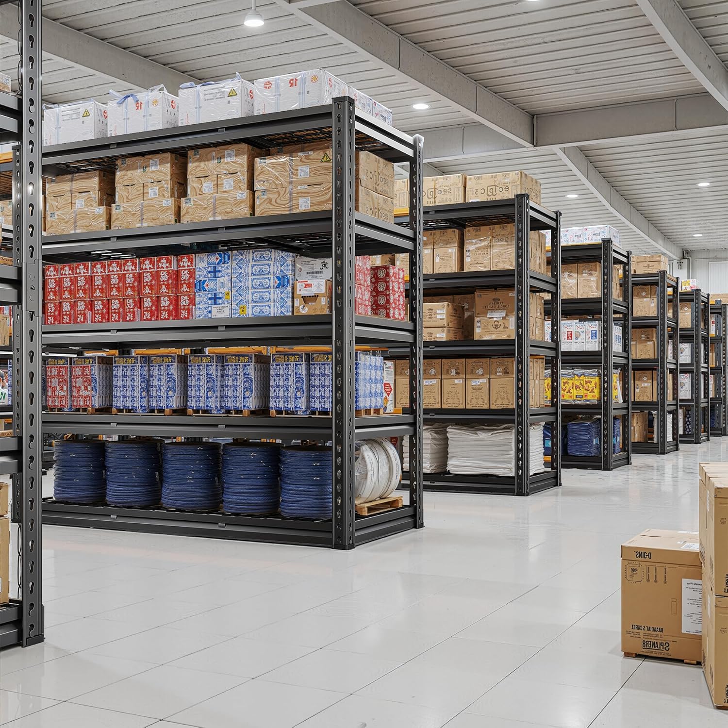 REIBII 2800LBS Garage Shelving 48.2" W Storage Shelves Heavy Duty 5-Tier Adjustable Metal Shelving Easy Assembly Storage Shelf for Garage Basement Warehouse Pantry, 48.2" W X 17.8" D X 72.2" H