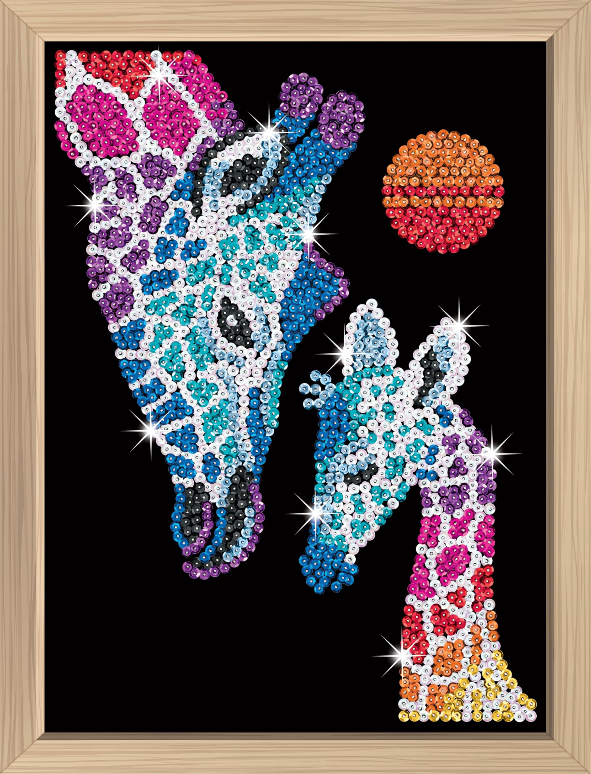 Kitfix, Sequin Art Giraffe & Calf with Wooden Frame, 27 x 36 cm, Sequin Art Blue Premium, Sequin Picture - Image 4