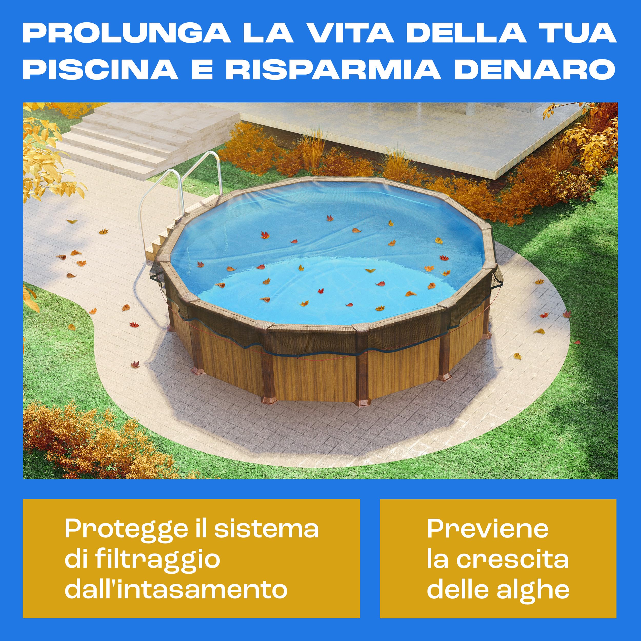 Yankee - Rete per foglie per piscina, rotonda, in rete, 0,4 cm, copertura per piscina fuori terra, previene foglie e detriti, rete resistente anti-intasamento (690-730 cm (Ø850cm))