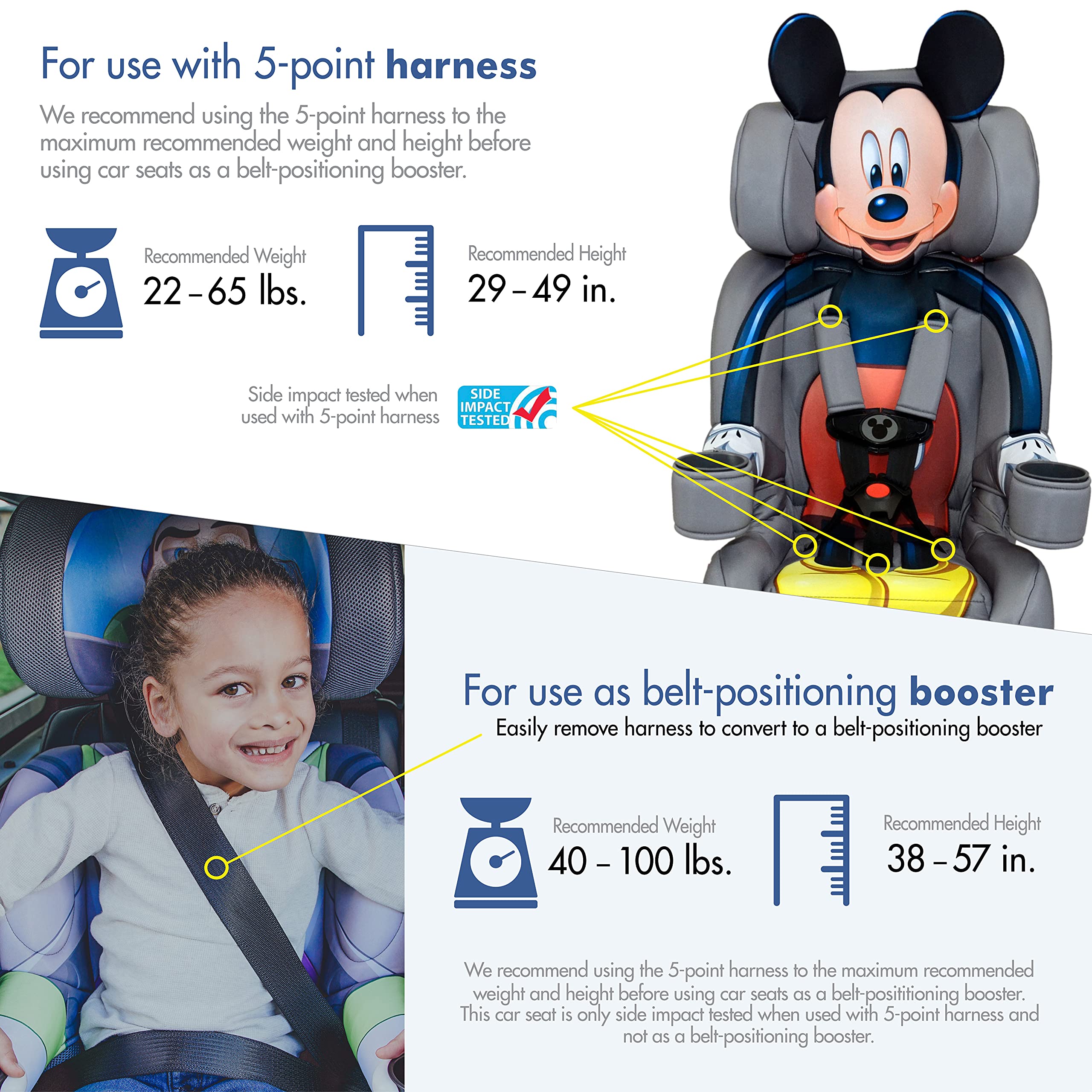 Buy KidsEmbrace 2in1 Harness Booster Car Seat, Disney Mickey Mouse