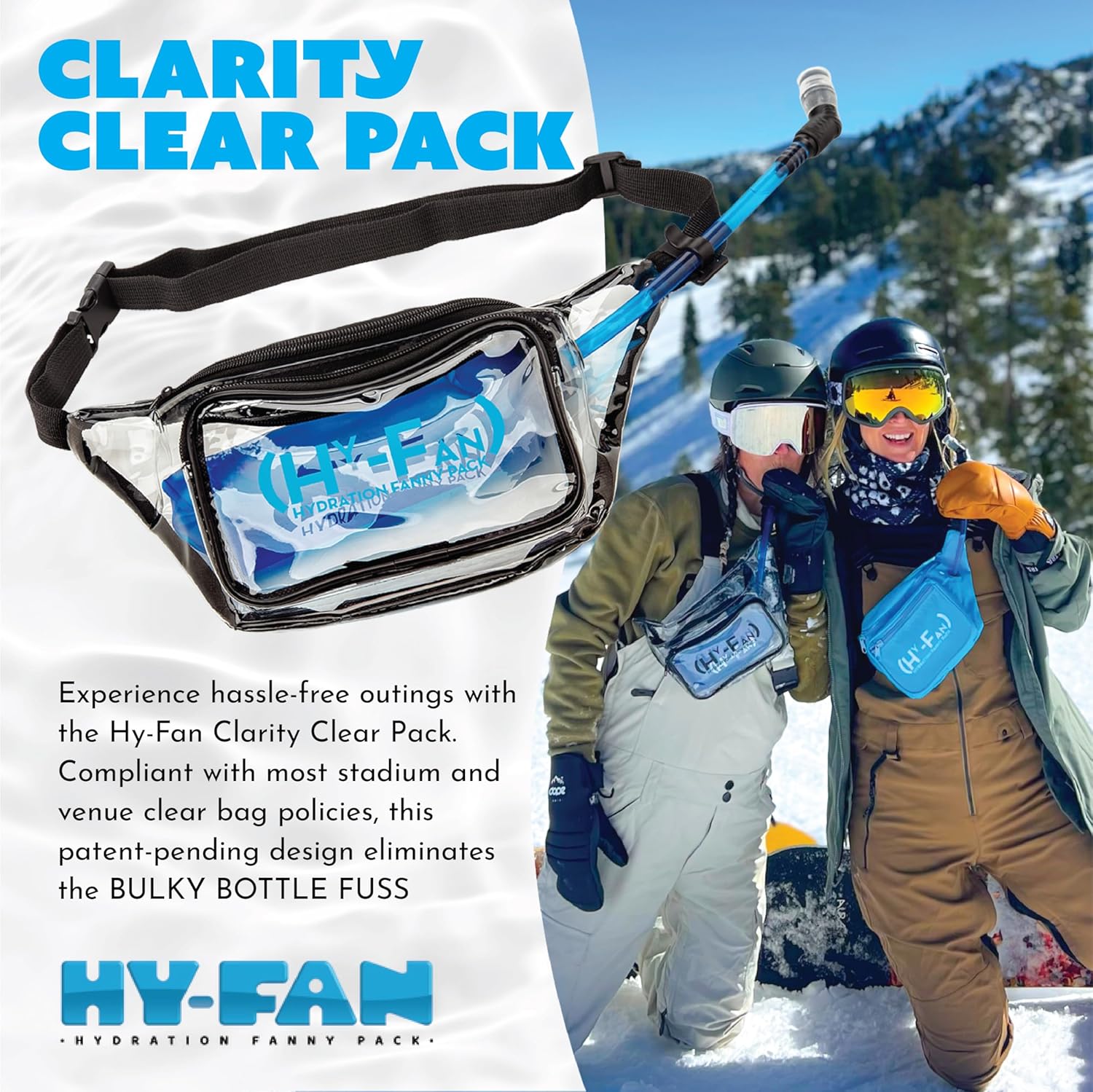 Handy On-The-Go Stadium Approved Pack with Multiple Secure Pockets, 17 Fluid Ounce Capacity - Clarity Clear