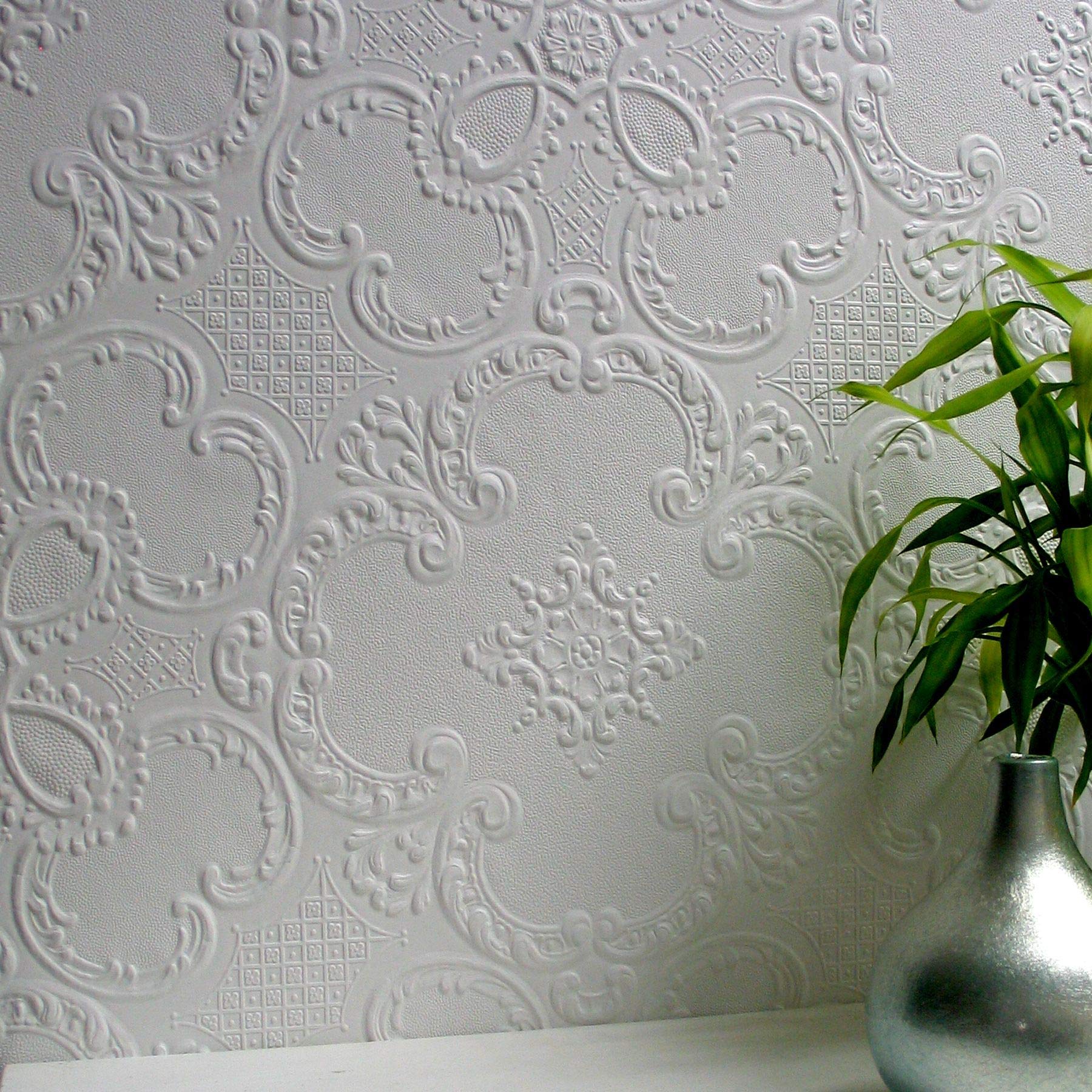 RD7100 Argo Anaglypta White Textured Wallpaper – Paintable & Easy To Hang