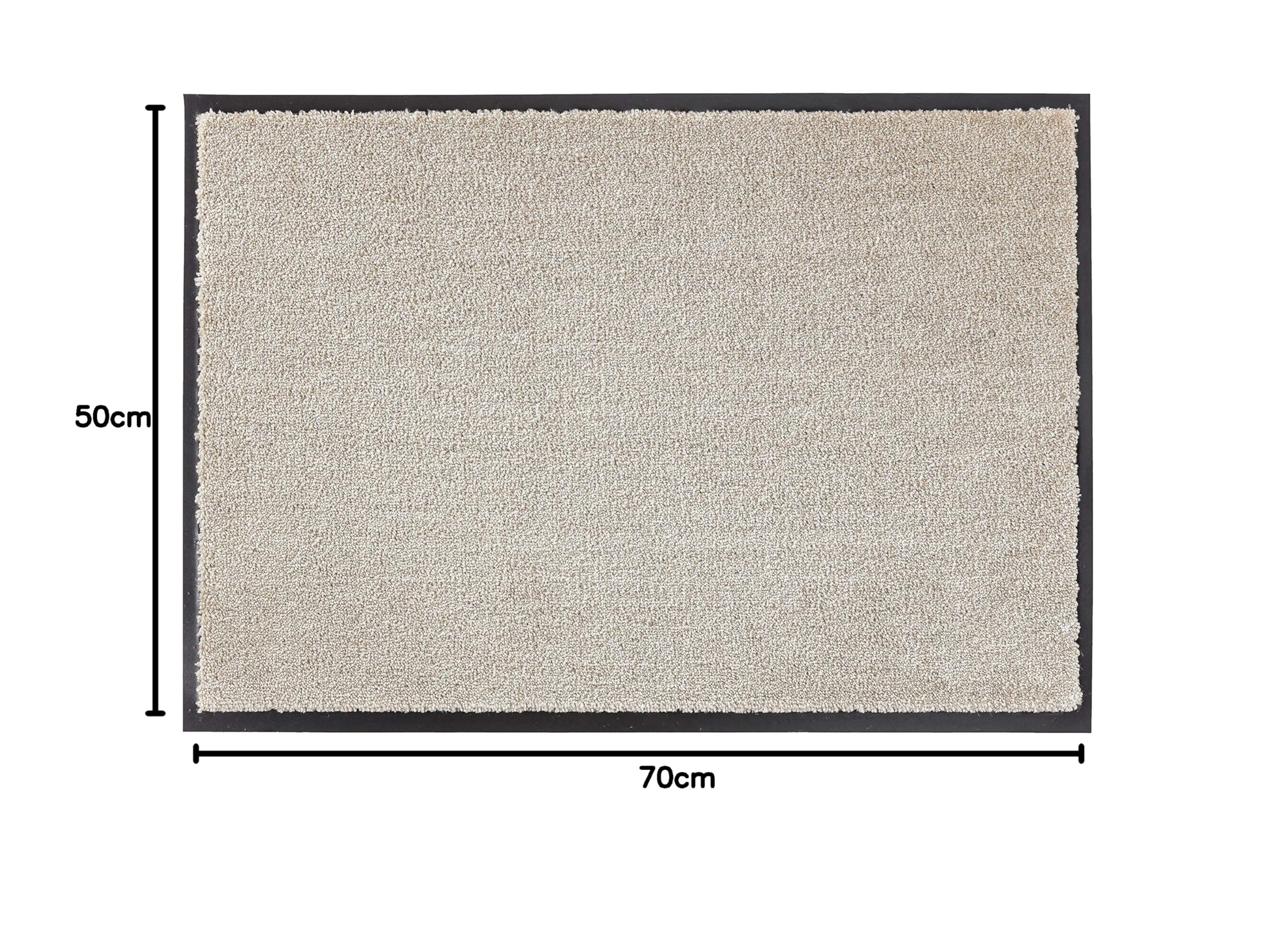Rutschfeste Türmatte waschbar Innen - Beige 50 x 70 cm (Rechteckig) | Strapazierfähig Fußmatte Innenbereich Schmutzfangmatte pflegeleicht Sauberlaufmatte robust Fussmatte Eingangsbereich Haustür