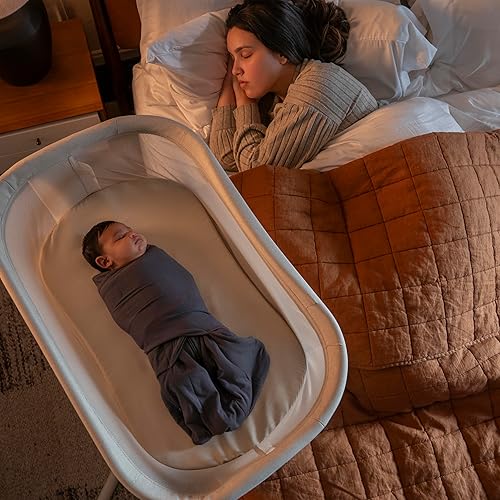 HALO BassiNest - Moisés giratorio 4.0 Signature, moisés para bebé con rotación de 360°, malla transpirable, pared baja para un fácil acceso, avena