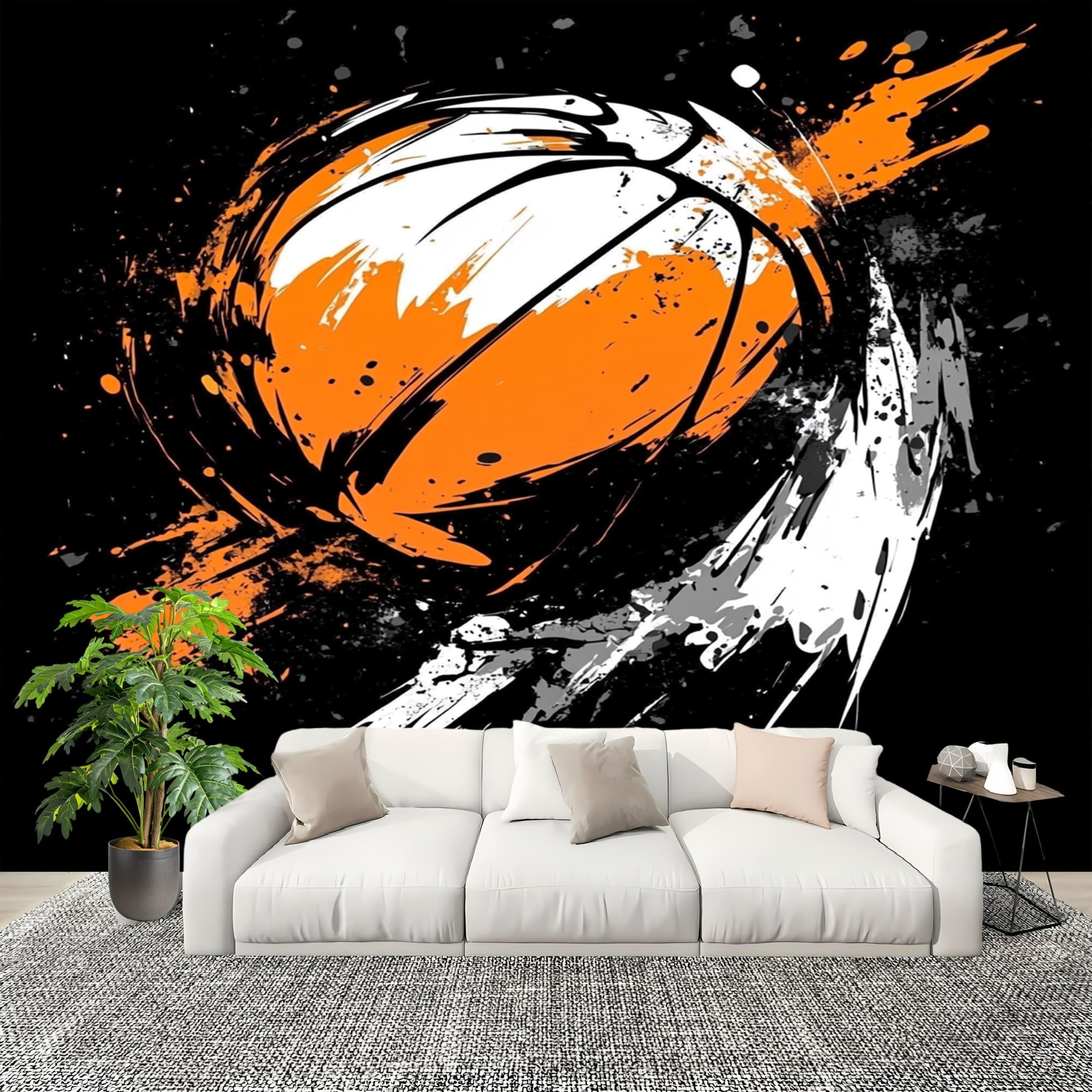 Papier peint panoramique chambre enfant football graffiti intissé brun 300x210