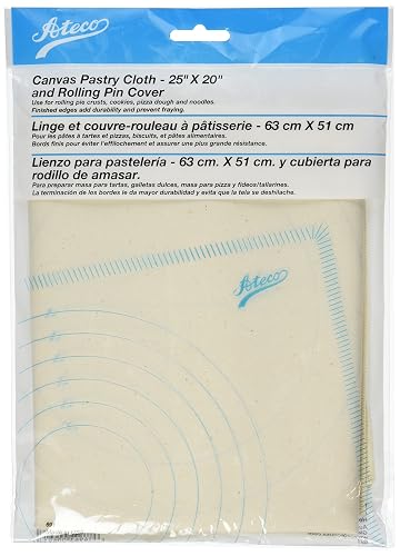 Ateco Canvas Pastry Cloth and Rolling Pin Cover, 25' x 20', Off-White