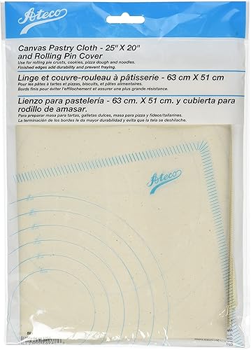 Ateco Paño de pastelería de lona y cubierta de rodillo, 25 x 20 pulgadas, color blanco roto