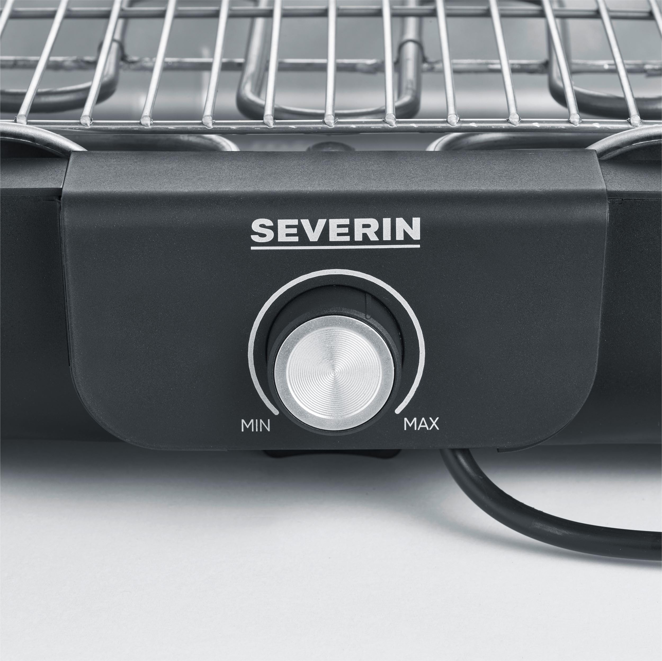 SEVERIN PG 8554 grill stołowy z rusztem do grillowania ze stali nierdzewnej, do użytku wewnątrz i na zewnątrz, 2300 W, 37 x 29 cm, regulacja temperatury, sterowany termostatem, czarny, PG 8554