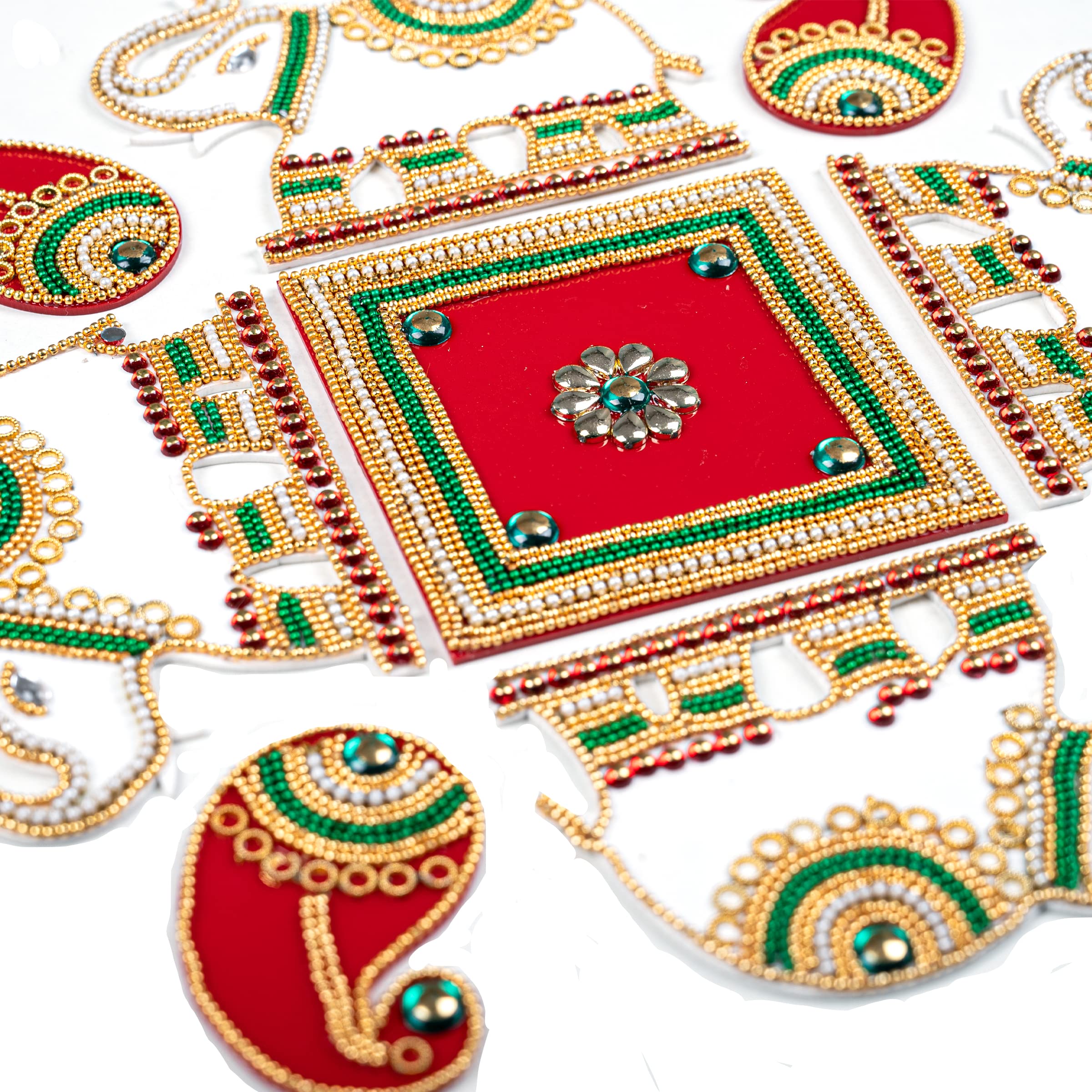 Tarini Gallery Floor Rangoli Acrylic Handcrafted Indian Traditional Home Décor for Diwali Festival Wedding Party Wall Interior Decoration and Gifting (White Elephant) - Image 4