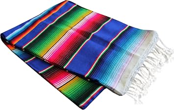 Del Mex Mexican Serape Blanket X-Large, Blue