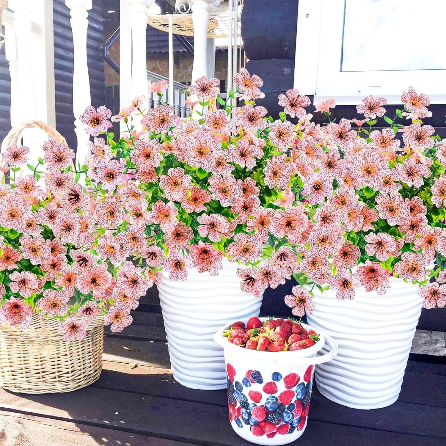 Agusbagli 10 Bundles Artificial Flowers Outdoor UV Resistant Fake Flowers No Fade Faux Plastic Greenery Shrub Plants for Wedding Home Garden Window Box Fireplace Thanksgiving Christmas Decor, Pink - Image 8