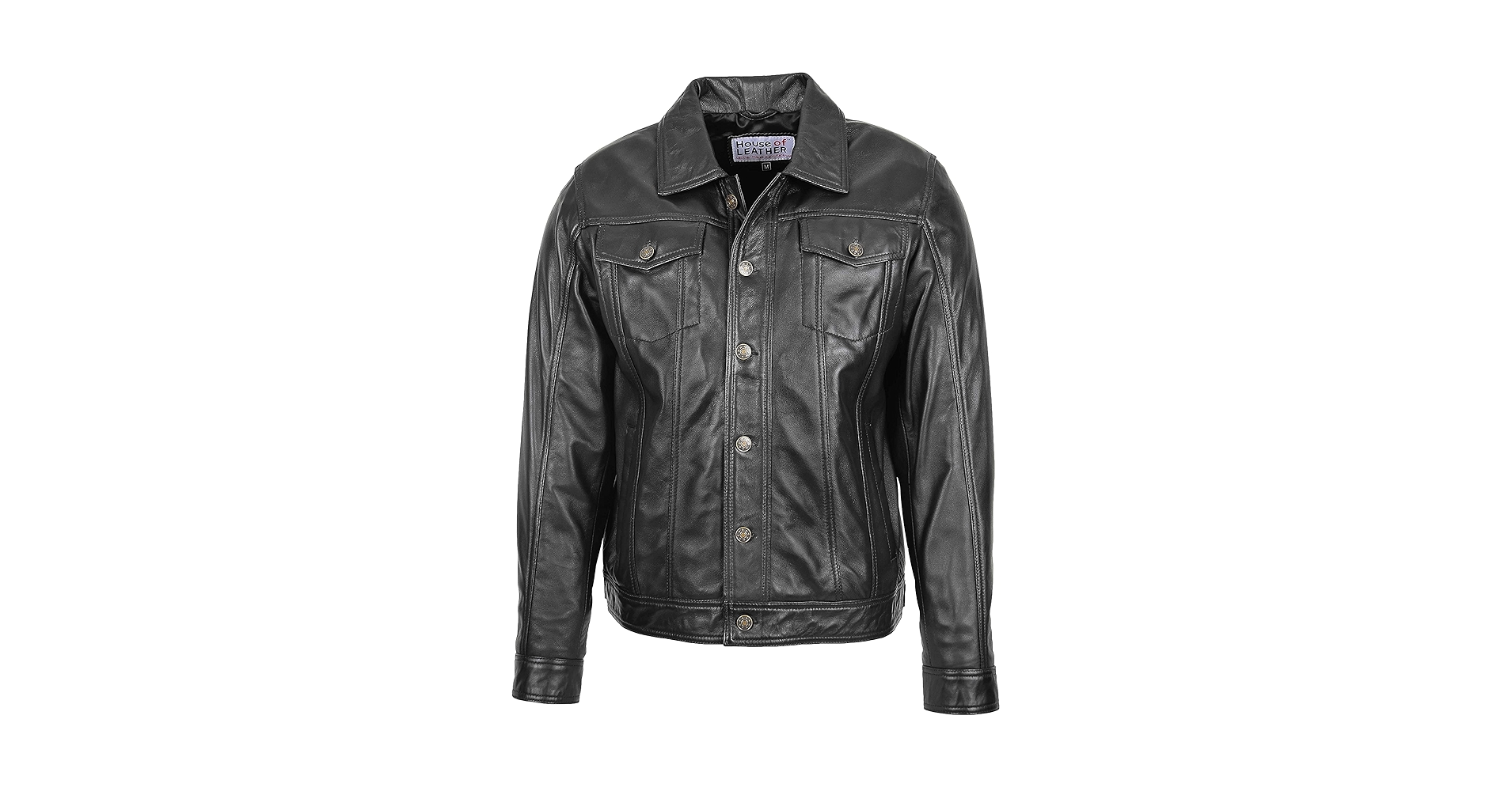 Mens Real Leather Trucker Jacket Lee Rider Style Terry (S