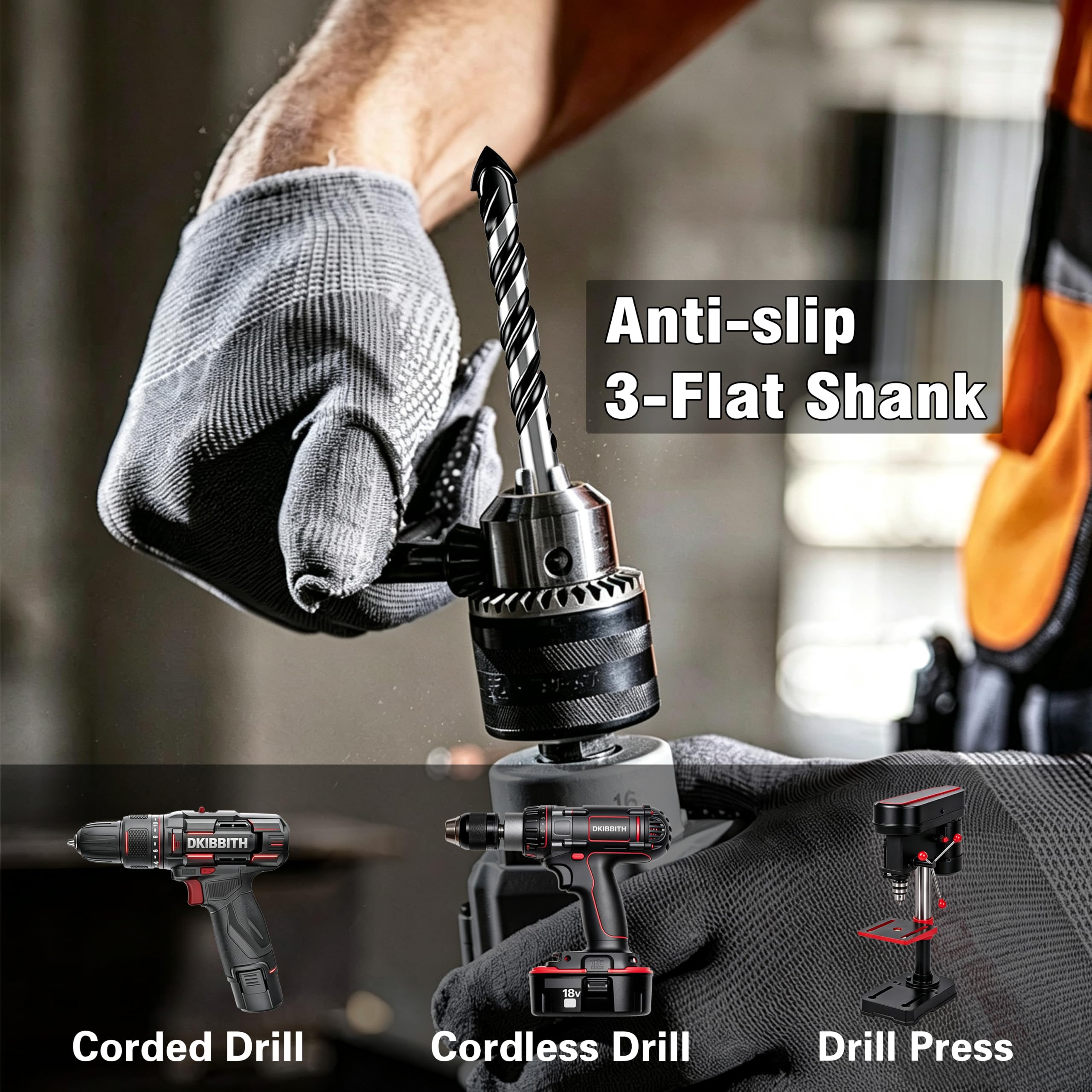 Masonry Drill Bit Set - 10 Piece for Concrete & Tile -5