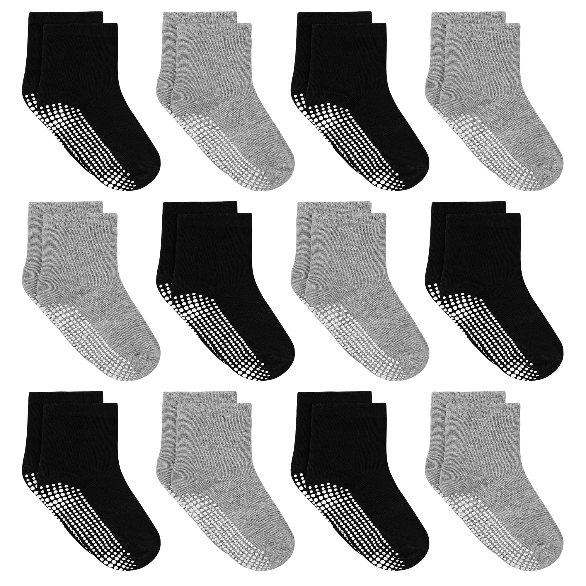 Tphon Toddler Socks, Baby Non Slip Socks for Boys Girls 12 Pairs Kids Infants Children Sock 6M-10Years
