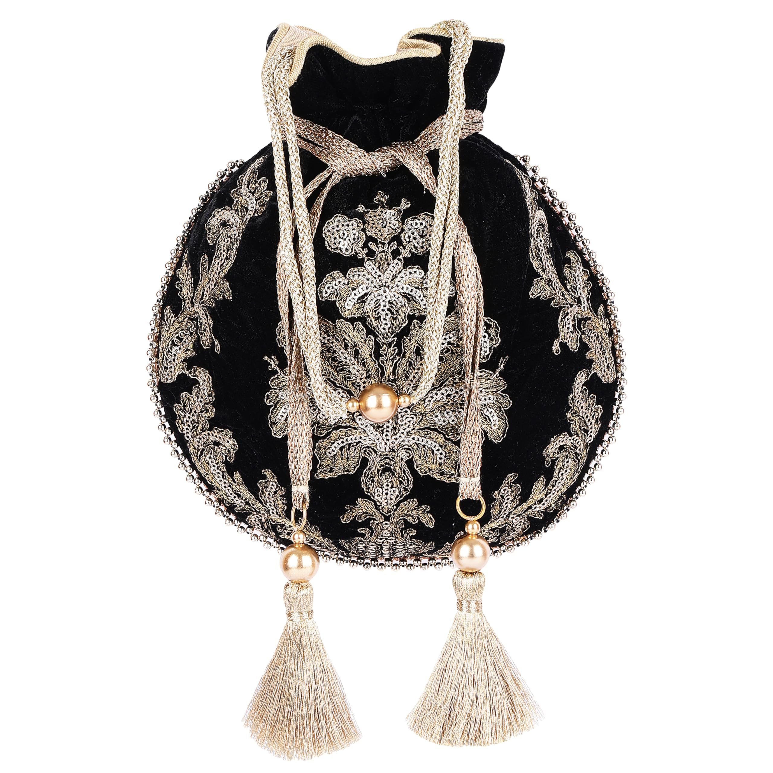 masq by Q-One Embroidered Velvet Potli Bags - Handcrafted for Weddings, Festive Season & Special Occasions with Beads and Sequins - Made in India-picture-31