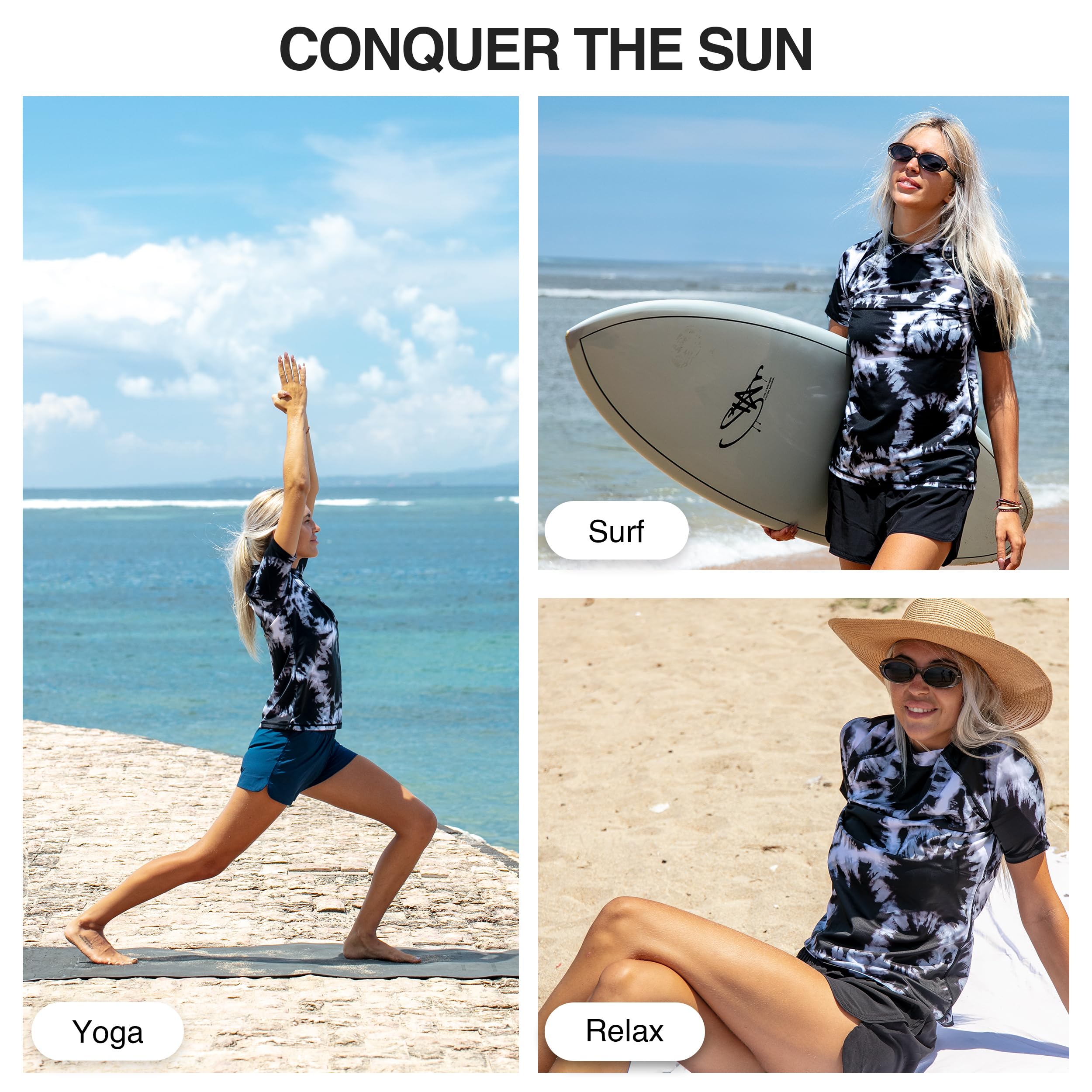 Kanu Surf Breeze UPF 50+ Short Sleeved Active Rashguard & Workout Top Maillot dermoprotecteur Femme (Lot de 1)