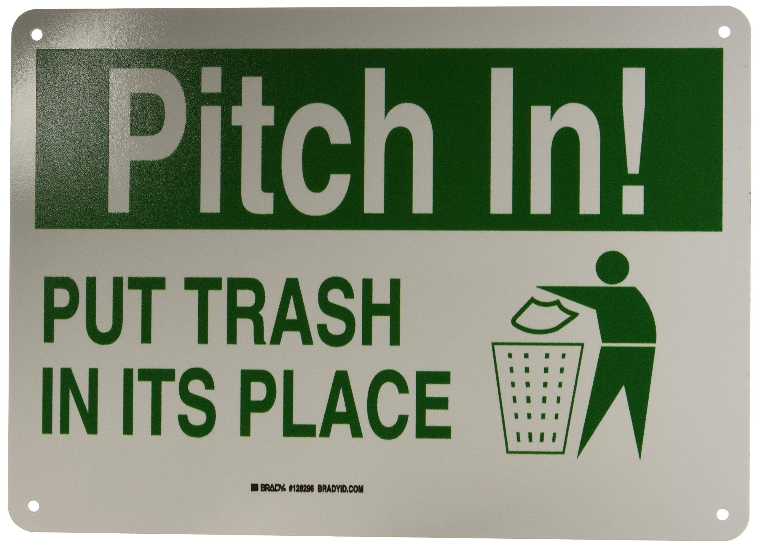 Panneau d'entretien Brady 128296 Pitch in 25,4x35,6 cm vert et blanc - 3