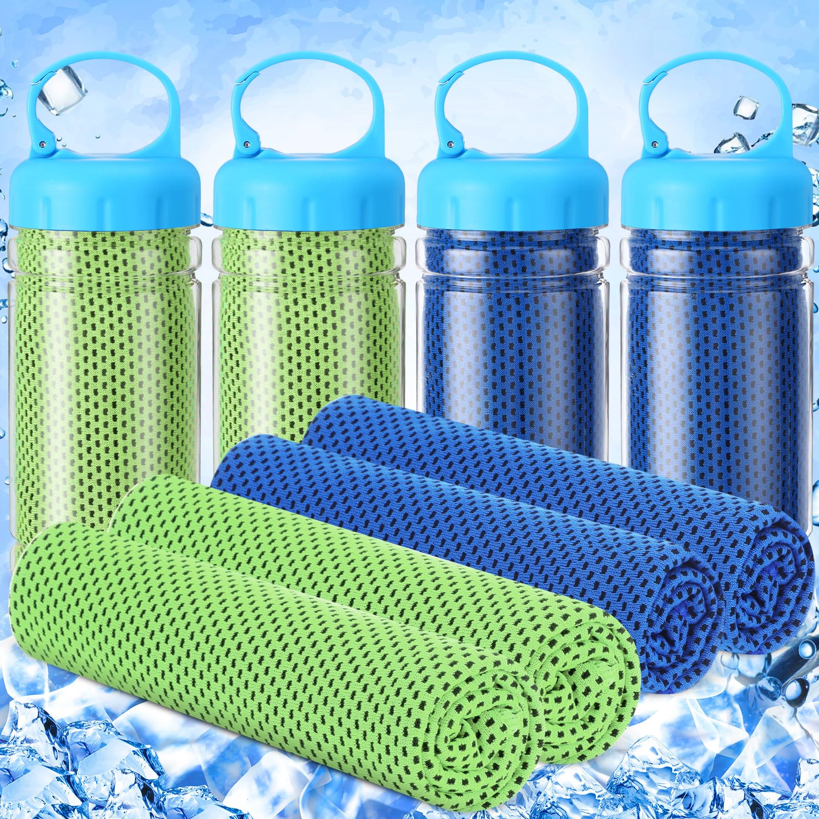Confezione da 4 Asciugamani rinfrescanti con borracce, 101,6 x 30,5 cm, riutilizzabili, Ideali per Il Collo, Perfetti per Sport, Palestra, Yoga, Corsa, Campeggio e attività all'ape